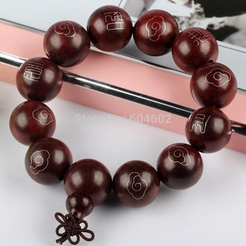 20mm Red Sandalwood Silver color Line Inlaid Bead Tibetan Buddhism Bracelet