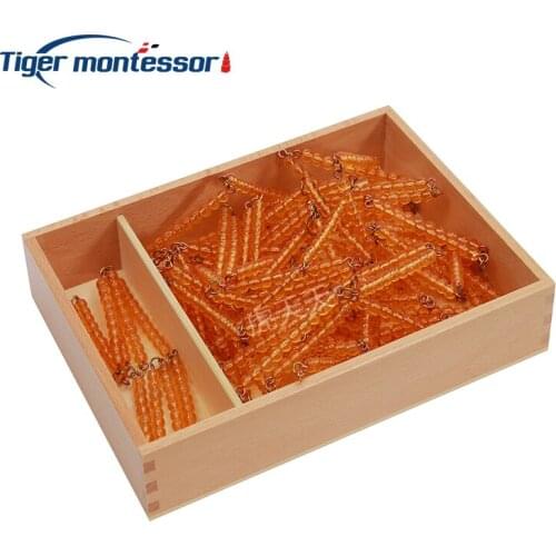 Montessori Wooden Mathematics Materials Bead Chains of 100 and 1000 with Box Toys