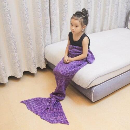 Kids Sleeping Bag Knitted Mermaid Tail Blanket Bedding Sofa Swaddling Blanket Little Tail Bed Wrap Blanket For Baby