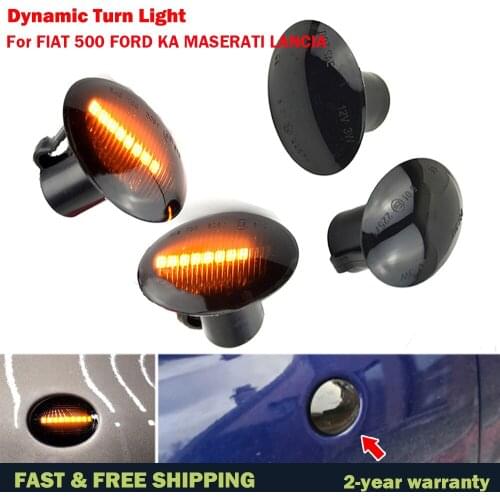 Dynamic LED Side Marker Lights Flowing Turn Signal Light Side Repeater Panel Lamps For Fiat 500 Ford KA Lancia YPSILON Maserati