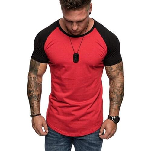 Mans T-shirt Slim fashion contrast Color o-neck sports Casual Short sleeve t shirt men summer Top Tees