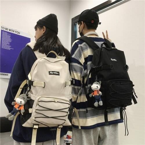 School Female Canvas Backpack Solid Color School Shoulder Bag for Teenage Boys and Girls Large Capacity Bagpac Purse For Ladies