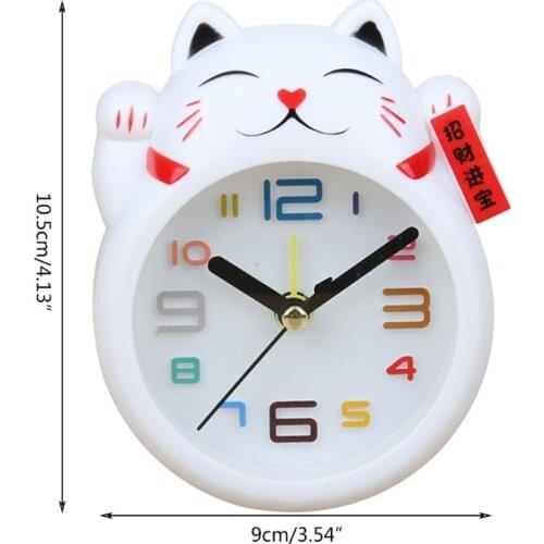 T3EC Chinese Lucky Cat Clock Feng Shui Figure Clock in Colourful Box Kids Alarm Clock