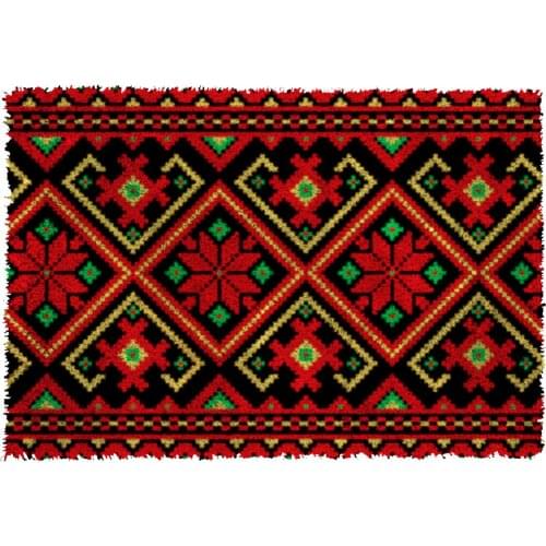 Latch Hook Rug Red veins Plush Tapestry Kits Crochet Cushion Mat DIY Carpet Rug Home Decor 61cmX85cm