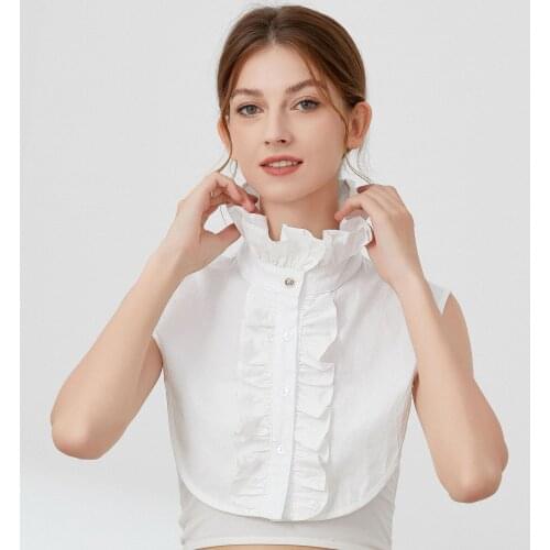 False Collar Big Ruffle Detachable Fake CollarHigh Grade Big Pearls Faux Cols Chiffon Ladies Vintage Nep Kraagje Broderie