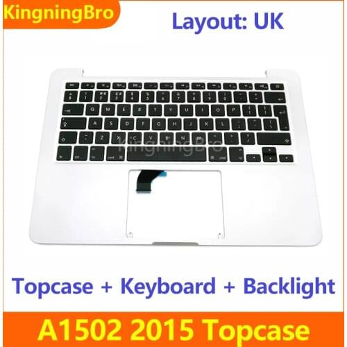 2015 UK English A1502 Keyboard and Backlight and Topcase For Macbook Pro Retina 13" A1502 Palmrest Top Case