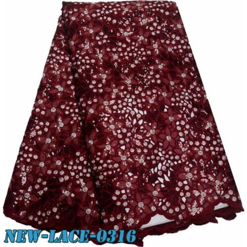 2018 Latest African Tulle Lace High Quality African French Lace with Sequins Double Organza Lace fabric DB003