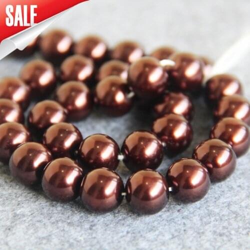 New For Necklace&Bracelet 12mm Deep Brown Shell Pearl Beads DIY Gifts For Women Girl Loose Beads Jewelry Making Design 16inch