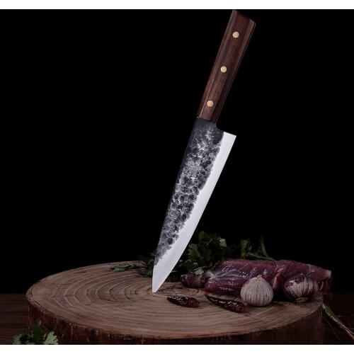 Dengjia 5Cr15MoV Stainless Steel 8-Inch Chef Knife Handmade Forged and Home Kitchen Slicing Meat Cleaver Vegetable Knife