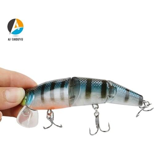 AI-SHOUYU 2PCS New 3 segment Minnow Fishing Lure 110mm/20g Lifelike Topwater Wobbler Fishing Lure For Sea Minnow Bass Pike