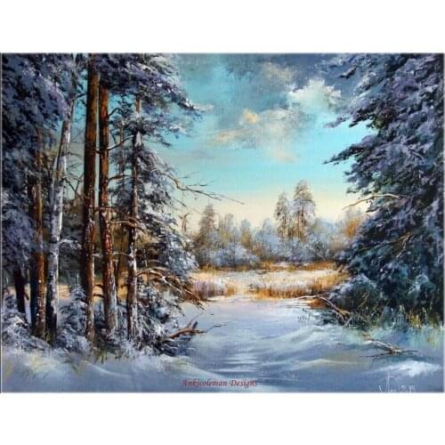 Counted Cross Stitch Kits Needlework Embroidery - Crafts 14 ct Aida DMC Color DIY Arts Handmade Home Decor - Wilderness Winter
