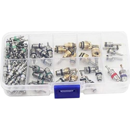 102 Pcs Car Air Conditioning Core Valves 102Pcs,R12 R134A Automotive A/C Valve Stem Cores W/Removal Tool For Car Air Contition