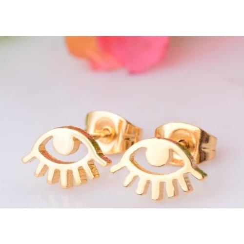 High Quality Eyes Stainless Steel Earring Women Gold Color Stud Earring Never Fade 028