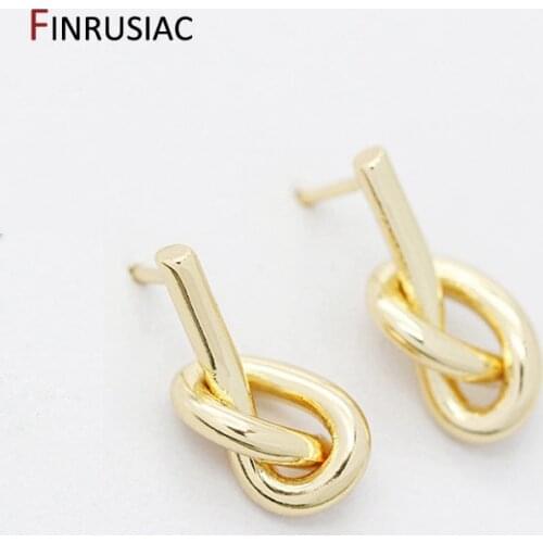 DIY Earrings Jewellery Accessories Creative Knot Design 14k Real Gold Plated Stud Earrings Findings Components Wholesale
