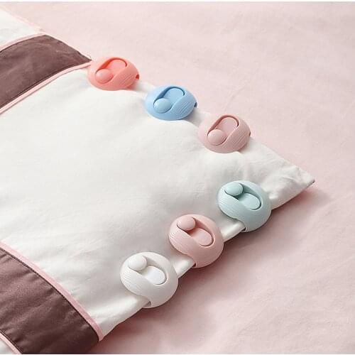Quilt Fixing Clip, Mini Anti-Slip Household Bed Sheet Fasteners Plastic Fixator for Quilt, Dusty Pink/Mint Green/White