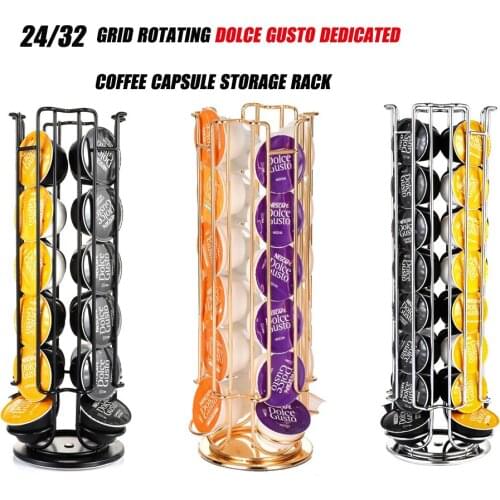 Dolce gusto Coffee Capsule Rack Holder Organizer for 24/32 Pods 360 Rotatable Stand Coffee Station for Kitchen or Office