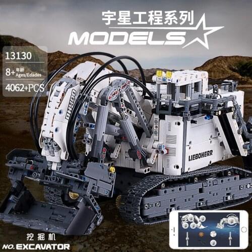 Mould King Electric series Liebherrs R9800 Terex RH400 Mining Excavator Model Building Blocks Bricks 42100 toys 13130