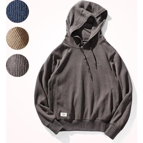 Autumn Winter New Heavyweight Hooded Embroidery Hoodies for Mens Fashion Long Sleeve Pure Cotton Knitted Loose Casual Sportwear