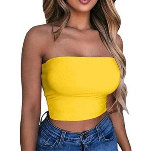 Summer Sports Tube Tops Women Sexy Elastic Wrapped Chest Lingerie Casual Sleeveless Bottoming Shirt Solid Color Crop Tops