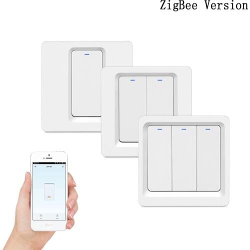Tuya Zigbee Smart Switch Push Button Wall Light Switch No Neutral Wire and N+L Required ,Alexa Google Home Compatible