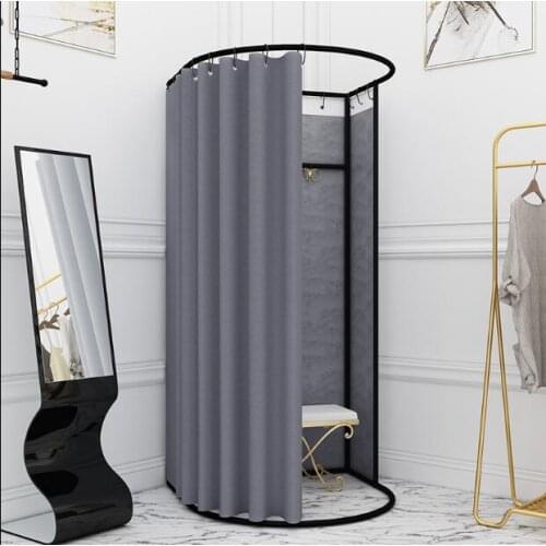 Temporary mobile fitting room clothing store floor portable folding simple changing room display frame curtain