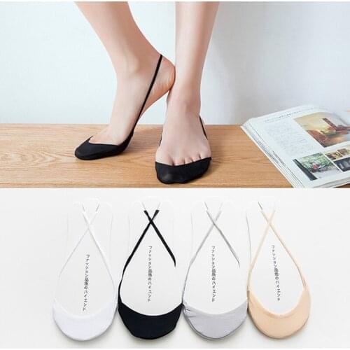 ZDL-113 Womens Ice Silk Half-Foot Spring Summer Gallus Spongy Cushion Invisible Socks 10 Pairs