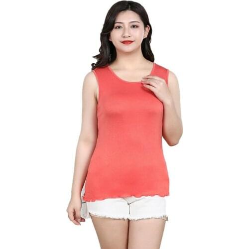 New Arrival Modal cool soft Summer U Style Lotus leaf Tank Tops Women Sleeveless Plus Size 6XL T Shirt Ladies Vest