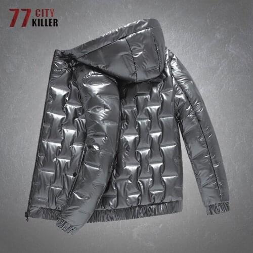 Winter Mens Down Jackets Thicken Warm Casual Detachable Hooded Shiny Overcoat Male Fashion Versatile Zipper Windbreaker Parkas