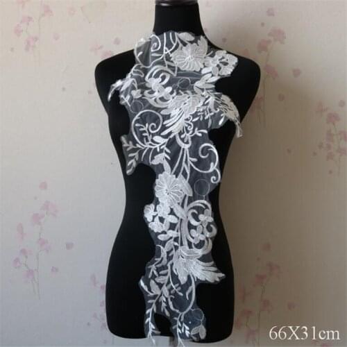 1Pc New Lace Patch Lace Applique Big Fabric Ivory 66X31cm BD0576