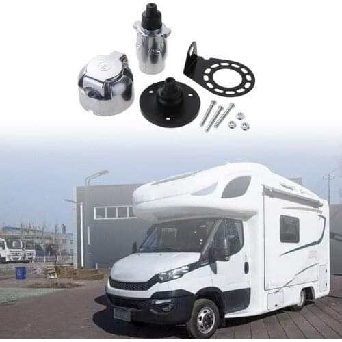 12V 7 Way RV Boat Truck Trailer Metal Plug Connector Adapter With Socket Kit For European Standard RV Trailer Accessories
