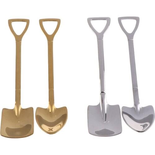 304 Stainless Steel Dessert Spoon Watermelon Spoon Ice Cream Spoon Tip Shovel Flat Shovel Creative Retro Shovel Coffee Spoon