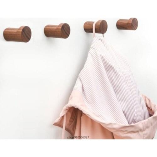 4Pcs Modern Minimalist Natural Wooden Wall Hooks Rustic Punch-Free No Drilling Robe Cloth Coat Hanger Hat Towel Rack wholesales