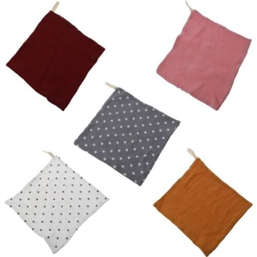 5pcs Baby Facecloth Bath Towel Handkerchief Cotton Burp Cloth Soft Absorbent 4-Layer Gauze Kindergarten Stars Dots Print D0AF