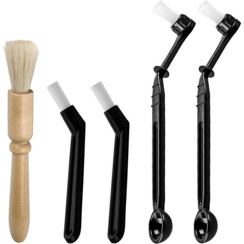 5 Pcs Coffee Machine Cleaning Brush,Brush with Wood Handle and Spoon for Cleaning Coffee Machine,Coffee Grinders