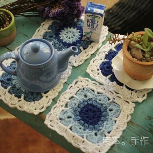 8pcs/set Crochet Woolen Beverage Coasters Drink Wine Glasses Beer Bottle Whiskey Glass Cup Mat Hot DrinksTable Mat