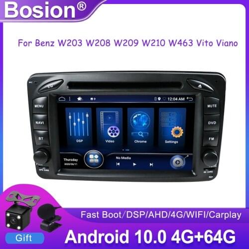 Bosion Android 10 Car DVD Radio Multimedia Player For Mercedes Benz CLK W203 W208 W209 W210 W463 2 Din 4+64G IPS DSP CarPlay GPS