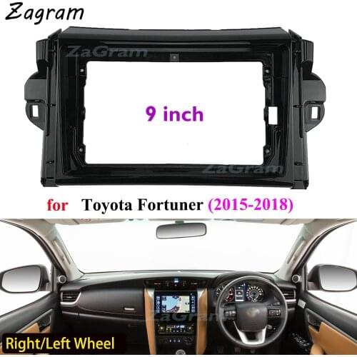 ZaGram 9 Inch 2 Din Car Video Fascia for Toyota Fortuner 2015-2018 Panel CD DVD Player Audio Frame Dashboard Mount Kit