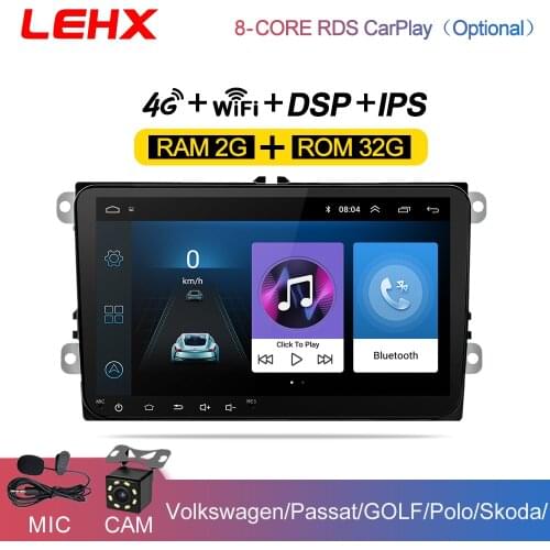 LEHX 9 inch Car Android 9.0 Car radio GPS Auto radio 2 Din USB for VW Skoda Octavia golf 5 6 touran passat B6 jetta polo tiguan