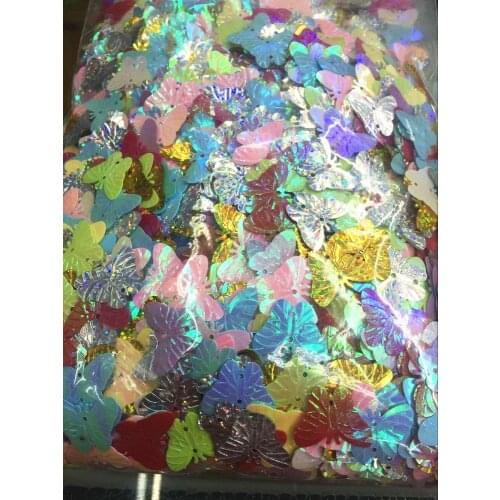 30g/lot Butterfly Sequins 15*22mm PVC Sequin Large Sequins Decoration Sewing 2 Holes DIY Mix Colors