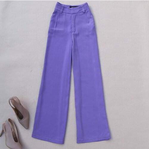 Summer Chic Korean Fashion Women Suit Pants Office Lady High Waist Wide Leg Suit Trousers Drop Shipping