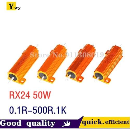 50W Aluminum Power Metal Shell Case Wirewound Resistor 0.01R ~ 100K 1 6 8 10 20 200 500 1K 10K ohm resistance RX24