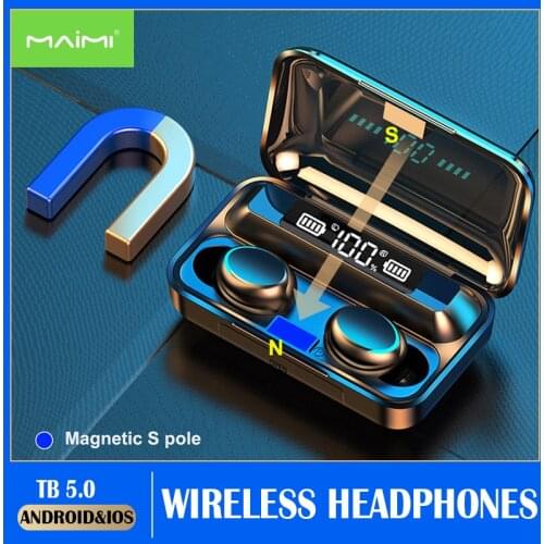 F9-5c TWS Wireless Headphones Bluetooth 5.0 HD Mirror Screen LED Display Music Earphones Sports Earbuds HIFI Stereo Headset