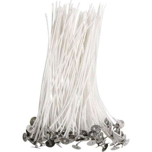 100 Pieces Low Smoke and Natural Cotton Candle Wicks with Tabs 9cm Length for DIY Candle Making Supplies