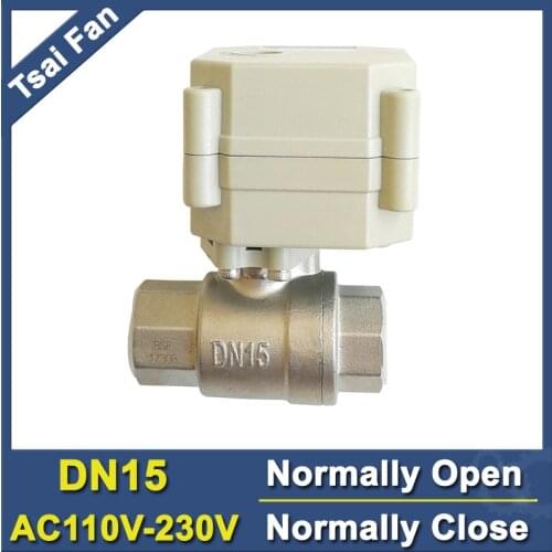 AC110V-230V Power Off Return SS304 DN15 Normally Open/Close Valve With Indicator 2-Way BSP/NPT 1/2'' Electric Shut Off Valve