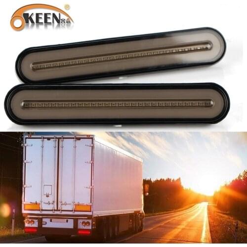 OKEEN 2pcs Universal Truck Trailer Tail Light Bar 9inch Sequential Flowing Amber Turn Signal Brake Rear Lights for RV Truck Boat