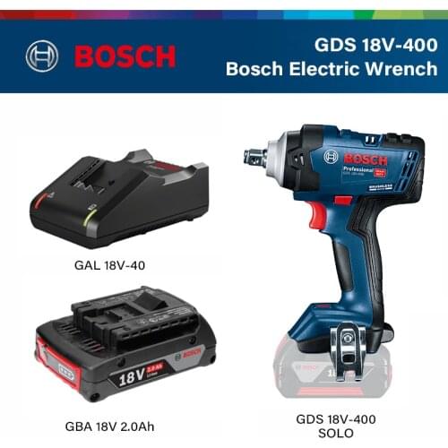 Bosch GDS 18V-400 Brushless Lithium Impact Wrench Bosch Cordless 18V Electric Wrench Original standard (2Ah×1 battery)