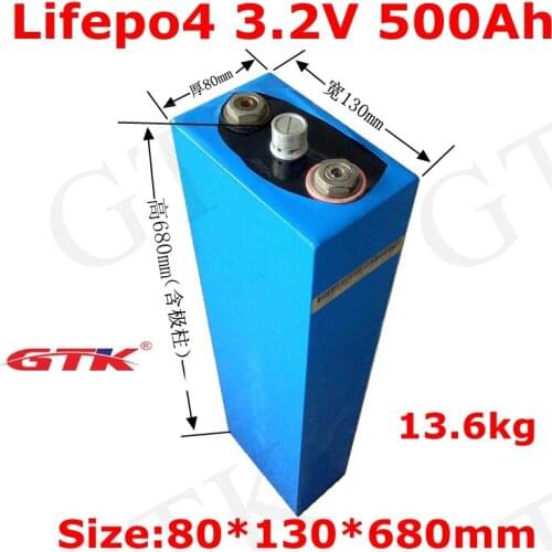 GTK Monomer 3.2V 500AH lifepo4 large capacity lithium battery Large capacity power battery Rechargeable DIY energy storage