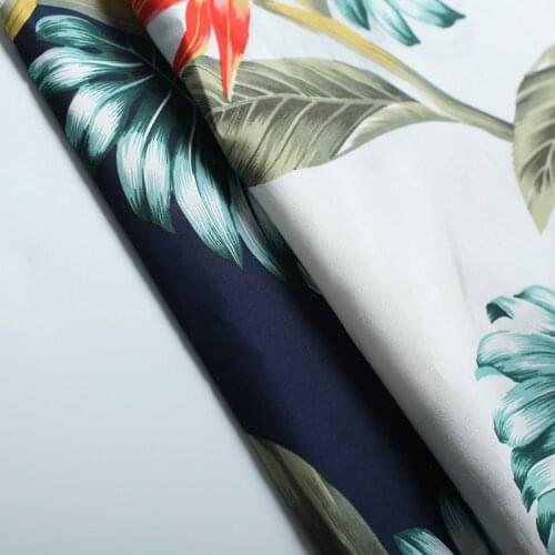 HLQON cotton sateen Two-color green leaf flower fabric for women clothing sewing upholstery tissue wedding dress patchwork DIY