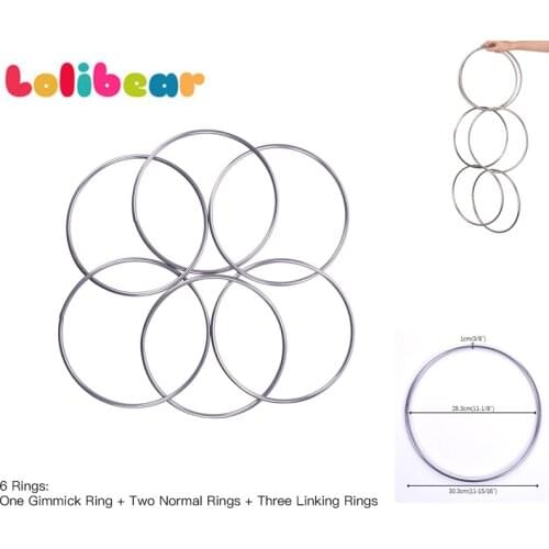Chinese Linking Rings 6 Rings Set,Magnetic Lock 30cm Chrome Magic Tricks Stage Street Magia Illusion Gimmick Props Professional