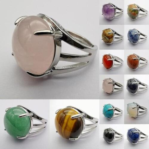 Natural Howlite Carnelian Crystal Tigereye Aventurine Lapis Sodalite Picture Stone GEM Finger Ring Size 8-9 Jewelry For Gift